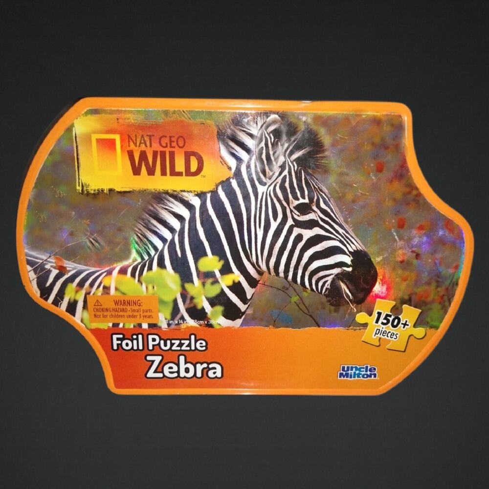 National Geographic Wild Zebra Foil Puzzle with Collectible Tin